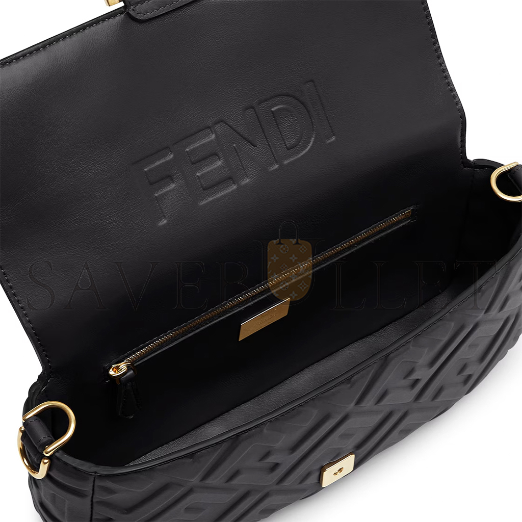 FENDI BAGUETTE BLACK LEATHER BAG 8BR600AT57F15ZW (27*15*6cm)